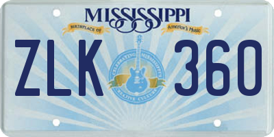 MS license plate ZLK360