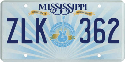 MS license plate ZLK362
