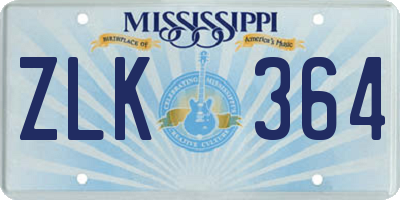 MS license plate ZLK364