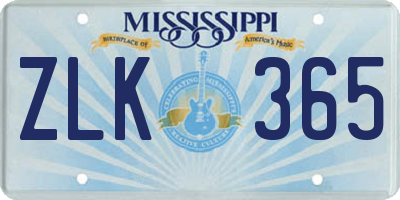 MS license plate ZLK365