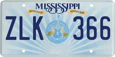 MS license plate ZLK366