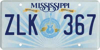 MS license plate ZLK367