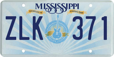 MS license plate ZLK371