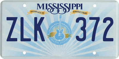MS license plate ZLK372