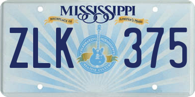 MS license plate ZLK375