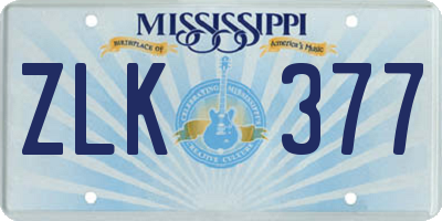MS license plate ZLK377