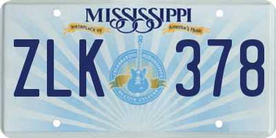 MS license plate ZLK378