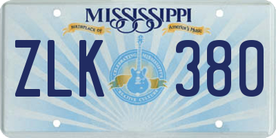 MS license plate ZLK380
