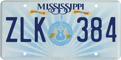 MS license plate ZLK384