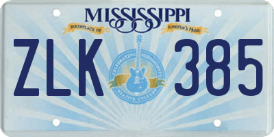 MS license plate ZLK385