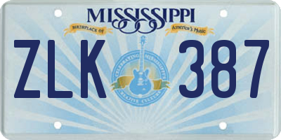 MS license plate ZLK387