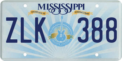 MS license plate ZLK388