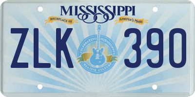 MS license plate ZLK390