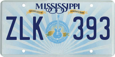 MS license plate ZLK393