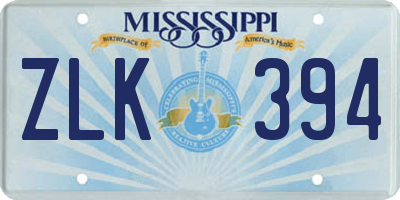 MS license plate ZLK394