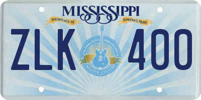 MS license plate ZLK400