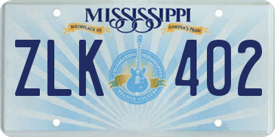 MS license plate ZLK402