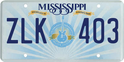 MS license plate ZLK403