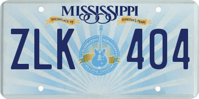 MS license plate ZLK404