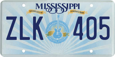 MS license plate ZLK405