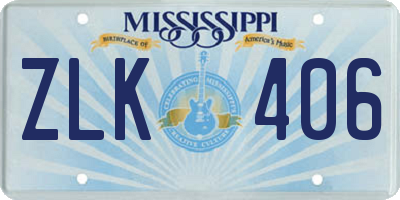 MS license plate ZLK406