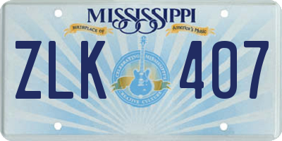 MS license plate ZLK407