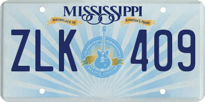 MS license plate ZLK409