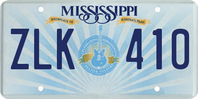 MS license plate ZLK410