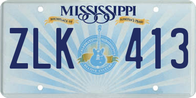 MS license plate ZLK413