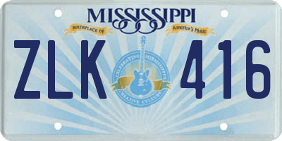 MS license plate ZLK416