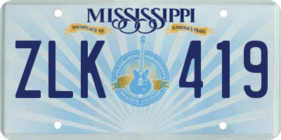 MS license plate ZLK419