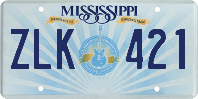 MS license plate ZLK421