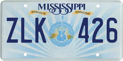 MS license plate ZLK426