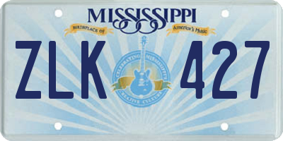 MS license plate ZLK427