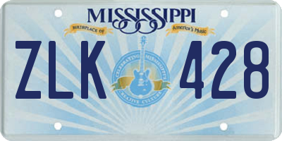 MS license plate ZLK428