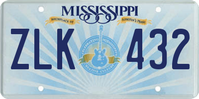 MS license plate ZLK432