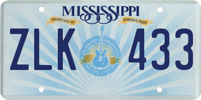 MS license plate ZLK433
