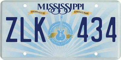MS license plate ZLK434