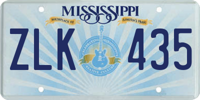 MS license plate ZLK435