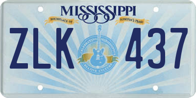 MS license plate ZLK437