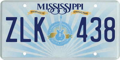 MS license plate ZLK438