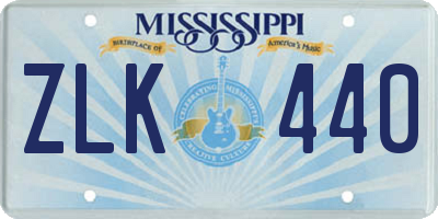 MS license plate ZLK440