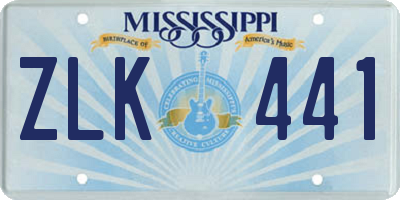 MS license plate ZLK441