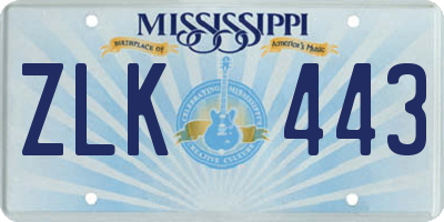 MS license plate ZLK443