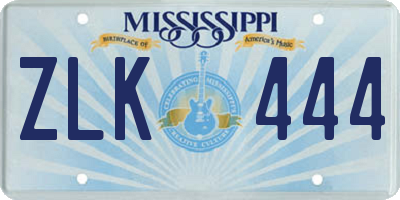 MS license plate ZLK444