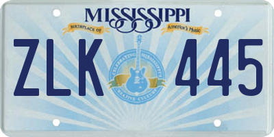 MS license plate ZLK445