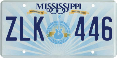 MS license plate ZLK446