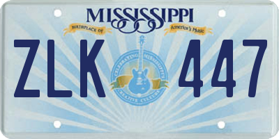 MS license plate ZLK447