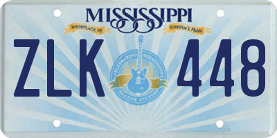 MS license plate ZLK448