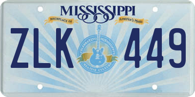 MS license plate ZLK449